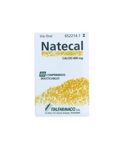 Natecal Calcio 600 mg 60 Comprimidos Masticables