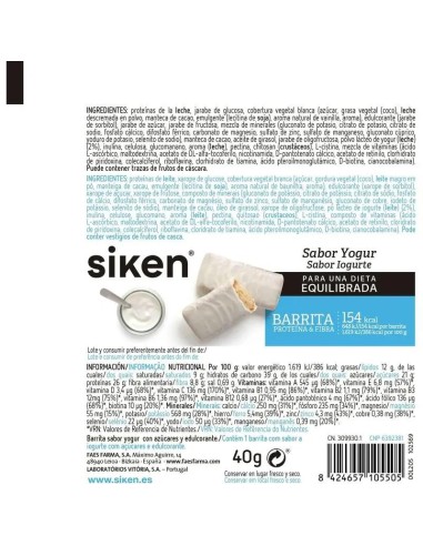 Siken Sustitutivo Barrita Yogur 40 gr