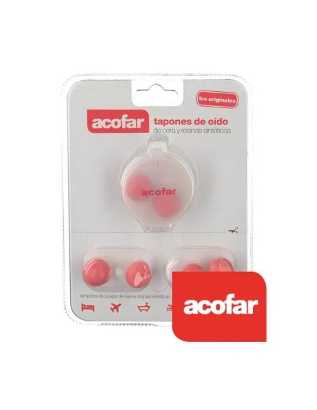 Acofar Tapones de Cera y Resina Sintetica Para Oidos 6 unidades Acofar Tapones de Cera y Resina Sintetica Para Oidos 6 unidades