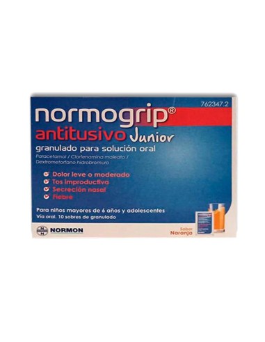 Normogrip Antitusivo Junior, 10 sobres granulado para solución oral