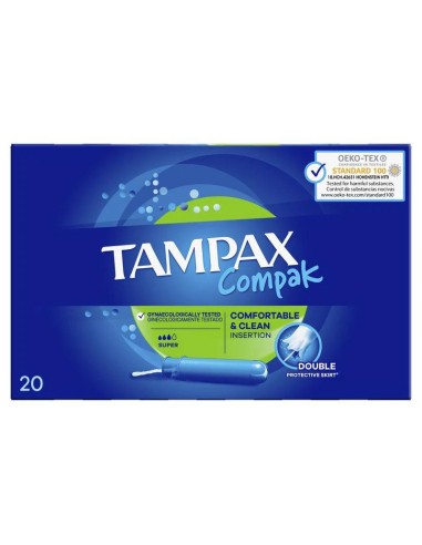 Tampax Compak Super Tampones Con Aplicador, 20 unidades