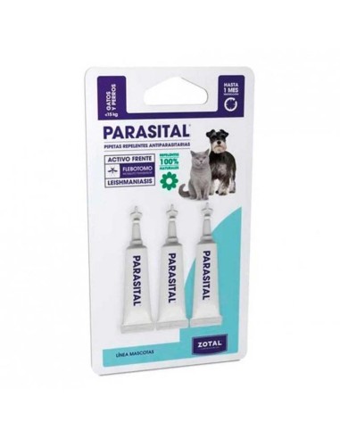 Zotal Parasital 3 Pipetas Antiparasitario Gatos y Perros Pequeños hasta 10Kg