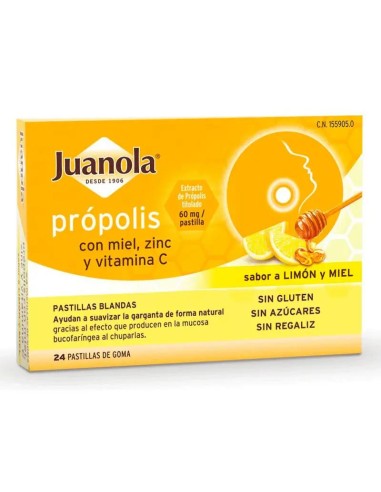 Juanola Propolis Miel Zinc Vitamina C 24 Pastillas